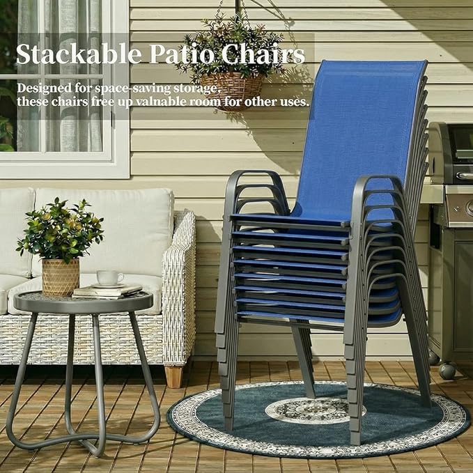 MAMIZO Patio Dining Chairs, Stackable All Weather Teslin Chair, Heavy Duty - Image 8
