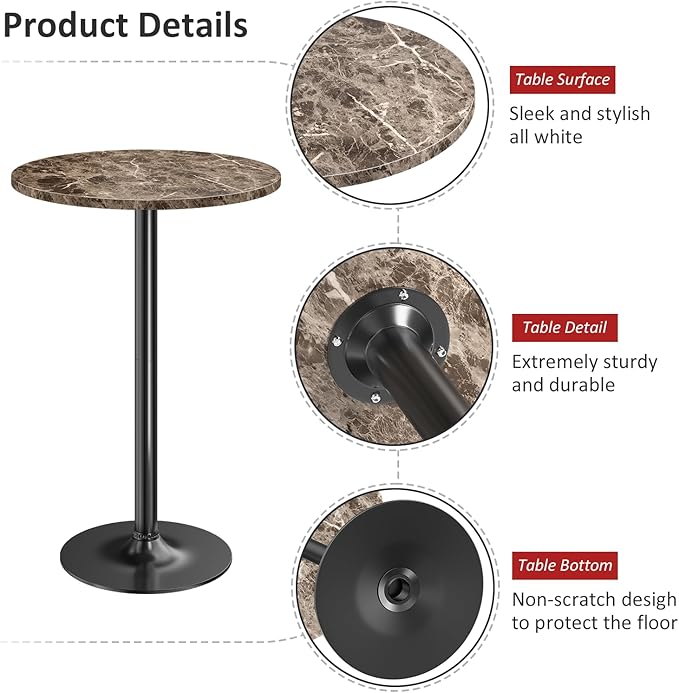 Furmax Bistro Pub Table Round Bar Height Cocktail Table - Image 5