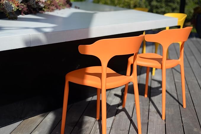 Modern Stackable Dining Chair Set, No Assembly, Plastic Chair, Patio Chair - Image 5