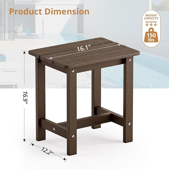 LUE BONA Outdoor Side Table Set of 2, HDPS Small Outdoor Table, Adirondack Side - Image 3