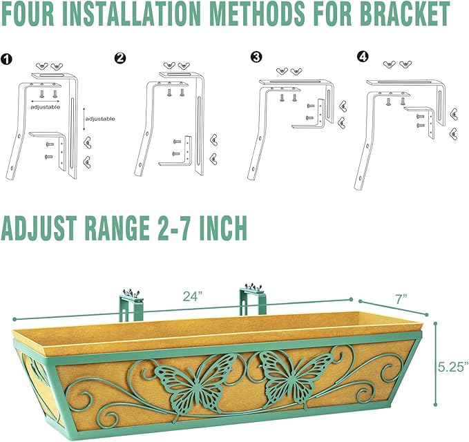 6 Pack 24 Inch Window Boxes Planter Railing Planters Box - Image 5