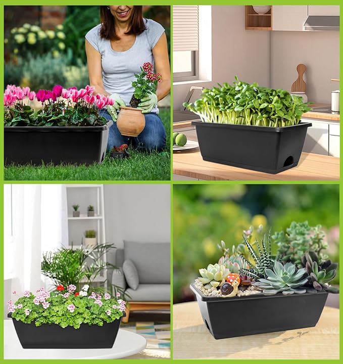 Window Box Planter, 7 Pack Plastic Vegetable Flower Planters Boxes 17 Inches - Image 7
