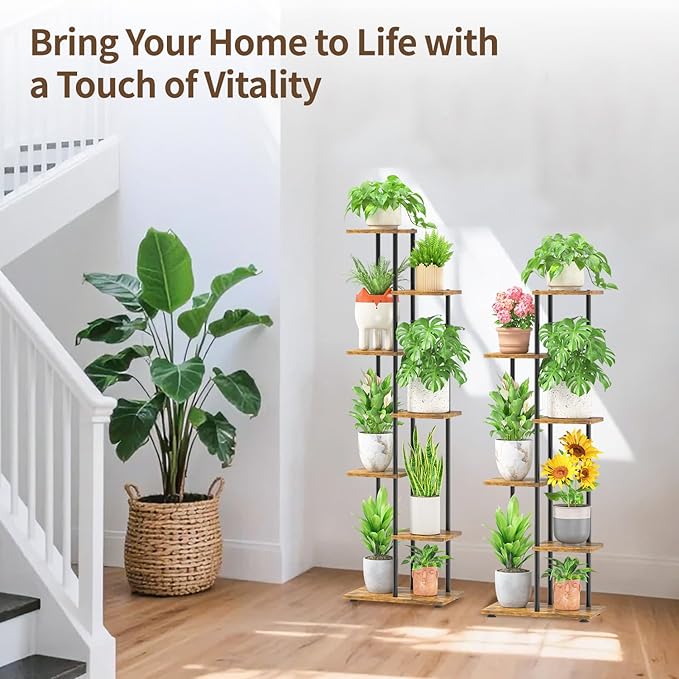 LASZOLA Black 6 Tiered Wood Plant Stand Indoor - Image 2