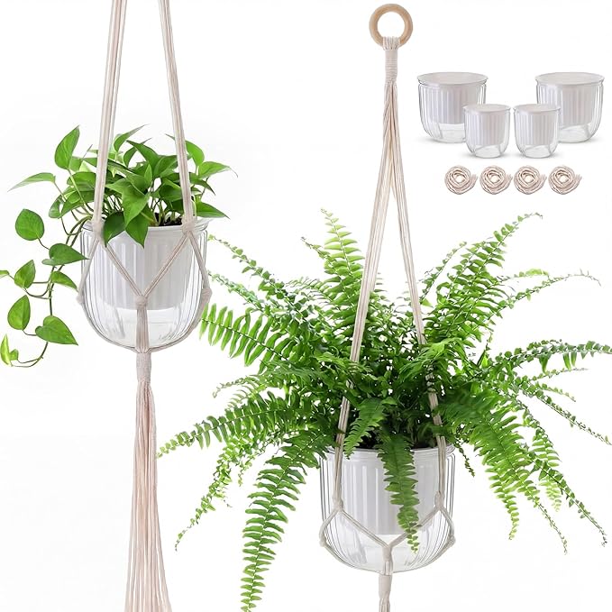 6 Pack Self Watering Hanging Planters Indoor Flower Pots Visible Water Level by Yiyiring