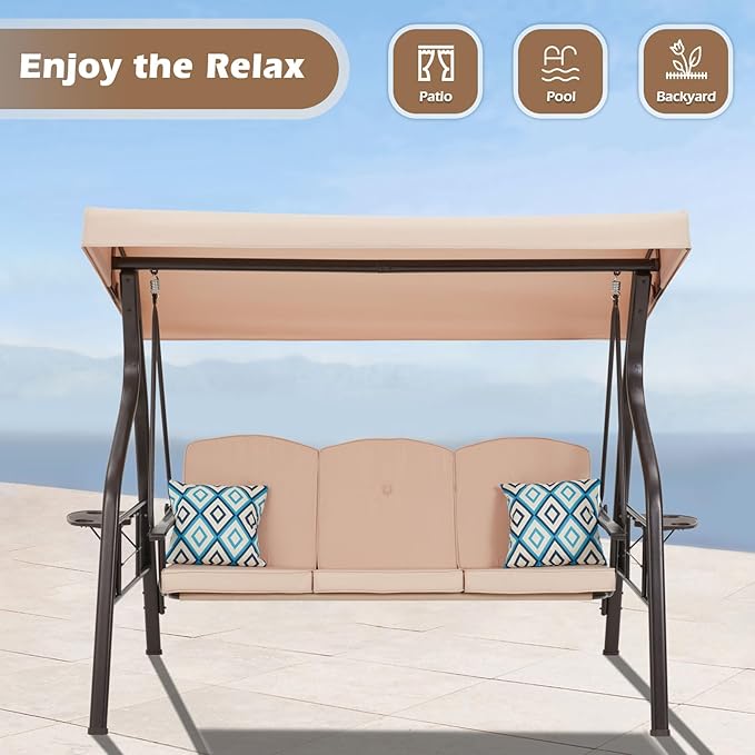 3-Seat Outdoor Porch Swing - Image 6