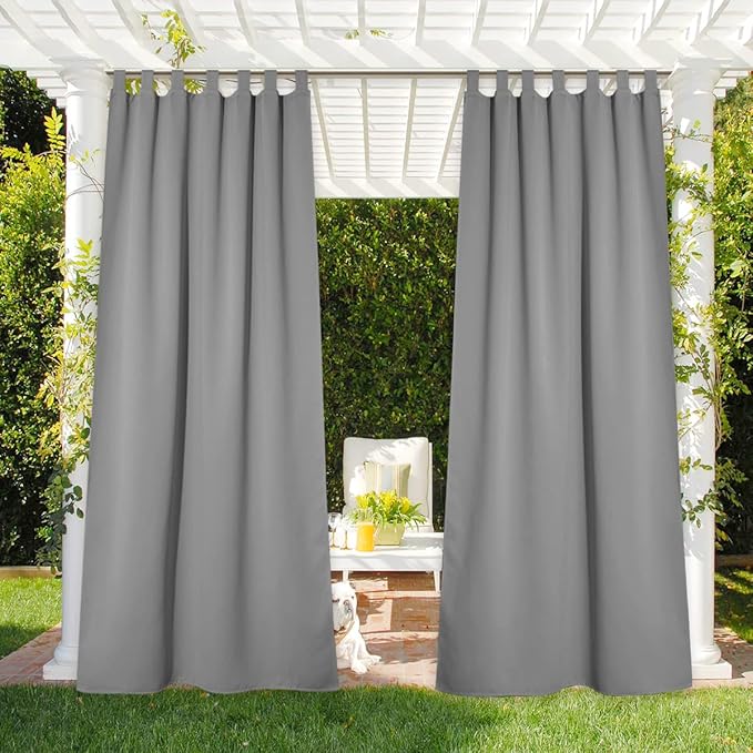 NICETOWN Outdoor Curtain for Patio Waterproof 95 inch Length, Sticky Tab Top - Image 2