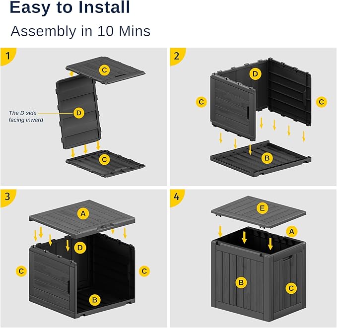 EAST OAK Outdoor Storage Box, 31 Gallon Deck Box, Waterproof Resin Storage Bin - Image 6