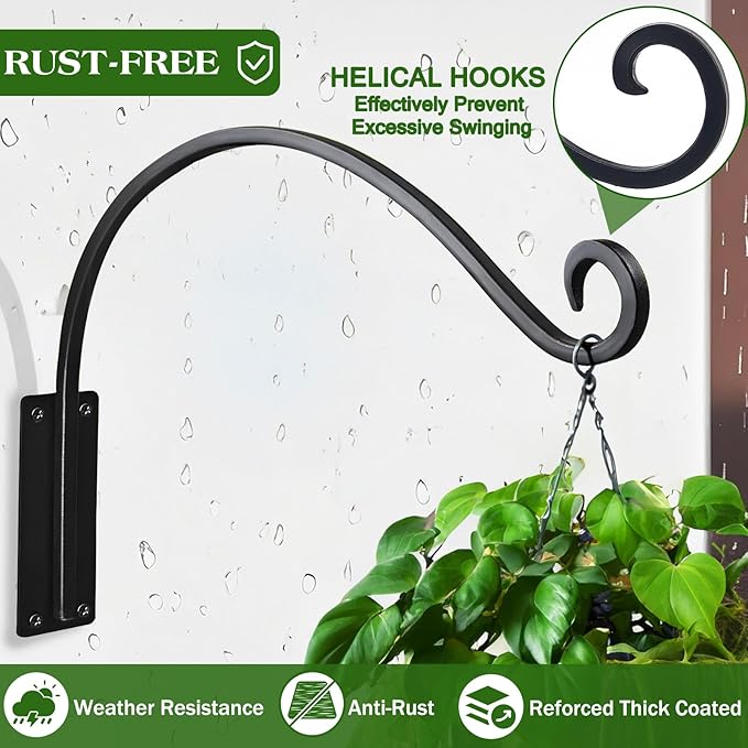 16 Inch Plant Hangers Outdoor 2 Pack, Plant Hanging Hook Bracket - Image 8