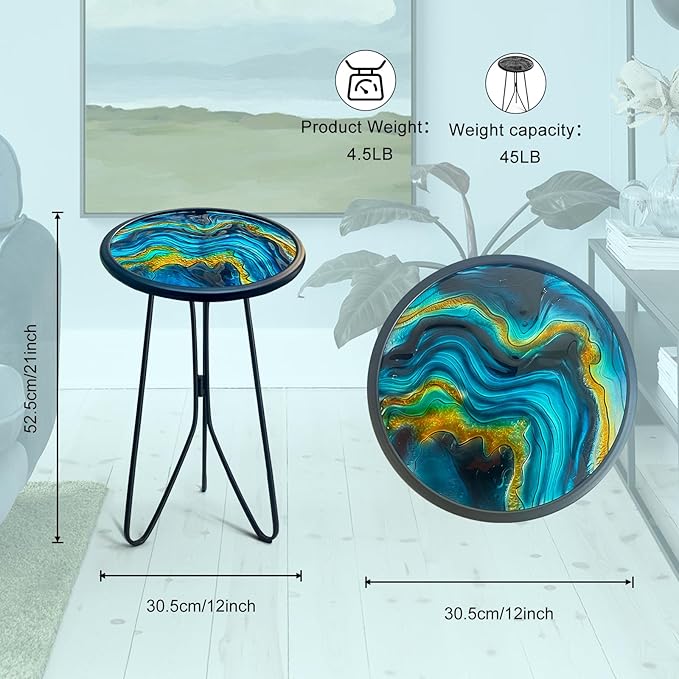 LIFFY Patio Side Tables, Round Decorative Plant Stand & Accent Table - Image 3