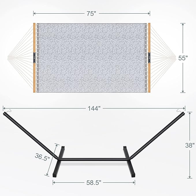 Two Person Hammock with Stand for Outside Heavy Duty, Outdoor Patio Hammock - Image 3