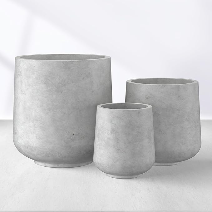 Kante 15.3"+11.6"+8.2" Dia Round Concrete Planter, Large Outdoor Indoor Planter by Kante