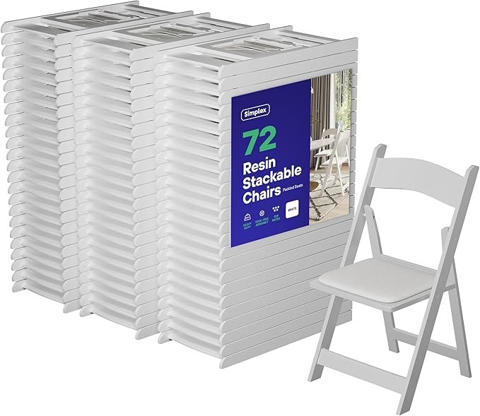 Simplex Furniture Modern White Resin Foldable Chair by Simplex