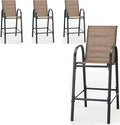 HOMREST Outdoor Bar Height Stools Set of 4, High Back Patio Chairs by HOMREST