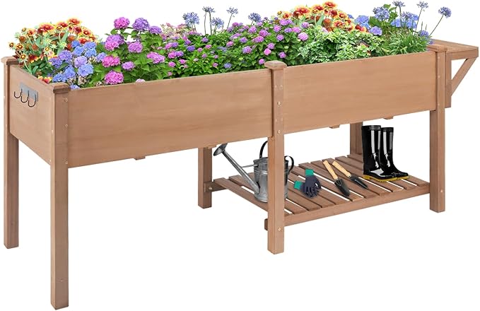 Raised Garden Bed with Legs Outdoor, Elevated Garden Box, Storage Shelf - Image 8