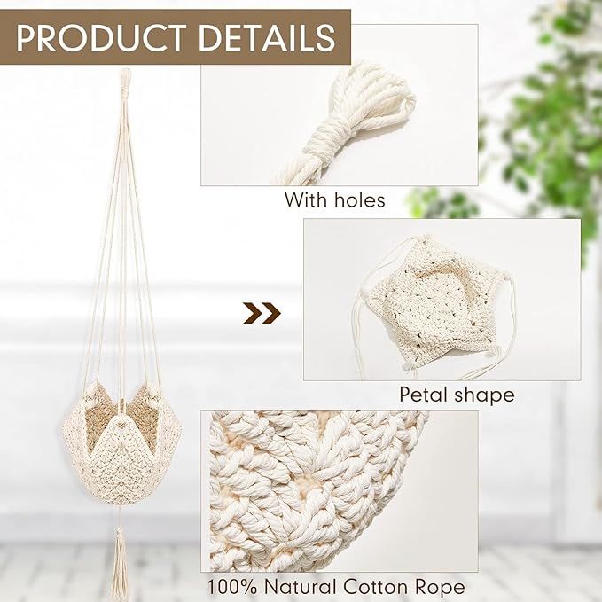 Shappy 1 Pack Jute Crochet Long Plant Hanger - Image 5