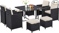Yaheetech 9-Piece Patio Dining Sets, Outdoor Space Saving Rattan Chairs by Yaheetech