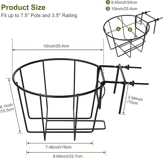 TQVAI 10 Inch Railing Planter - Image 3