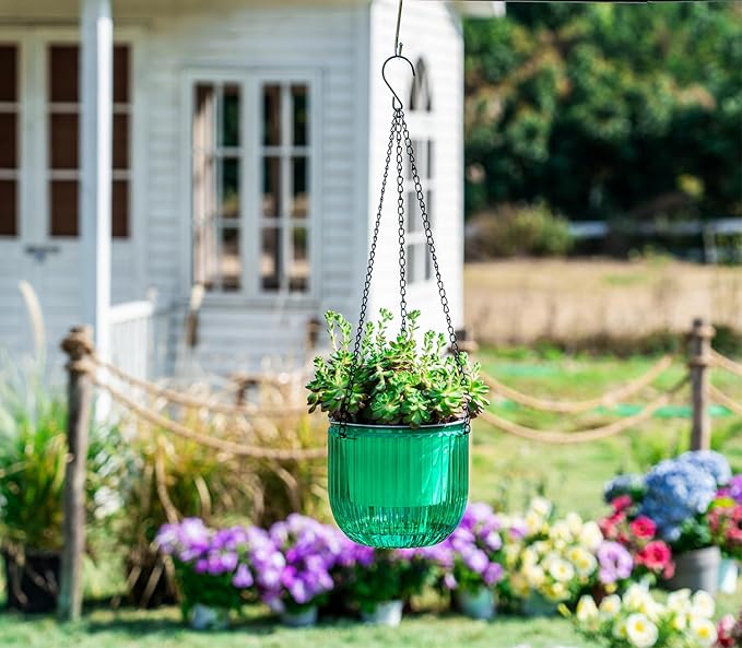 Melphoe 2 Pack Self Watering Hanging Planters Indoor Flower Pots, 6.5 Inch - Image 2