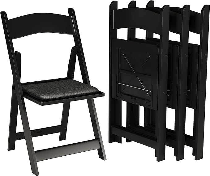 300 Black Resin Stackable Folding Chair by Simplex