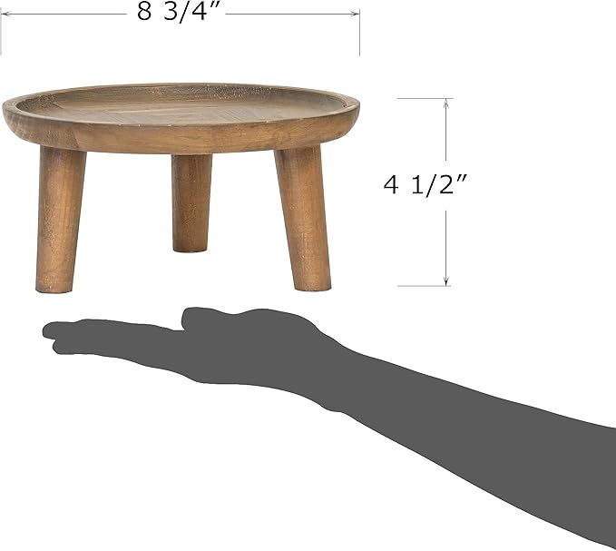 Red Co. 8.75” Dia Round Decorative Wooden Pedestal Plant Stand - Image 4