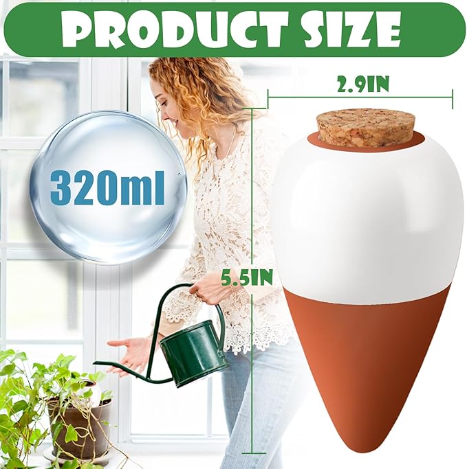 Terracotta Watering Spikes, 4 Pack Ollas Self Watering Globes, Slow Release - Image 2