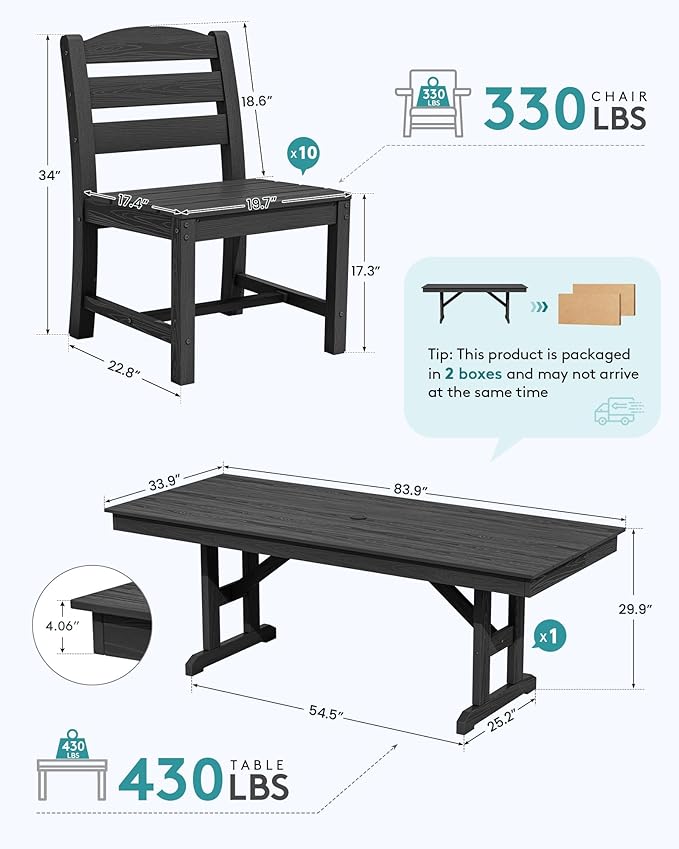 SERWALL 11 Piece Outdoor Dining Set - Image 2