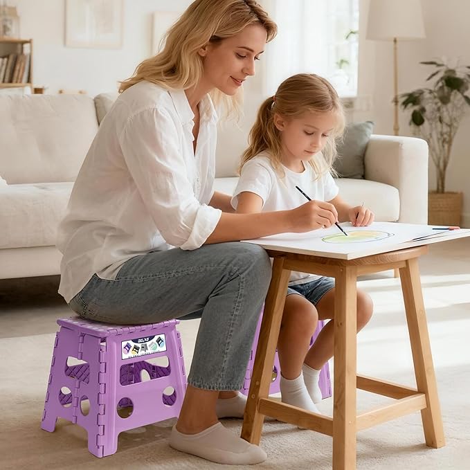 Delxo 13 inch Folding Step Stool, Non-Slip Foldable Stools Up to 300 LBS - Image 6
