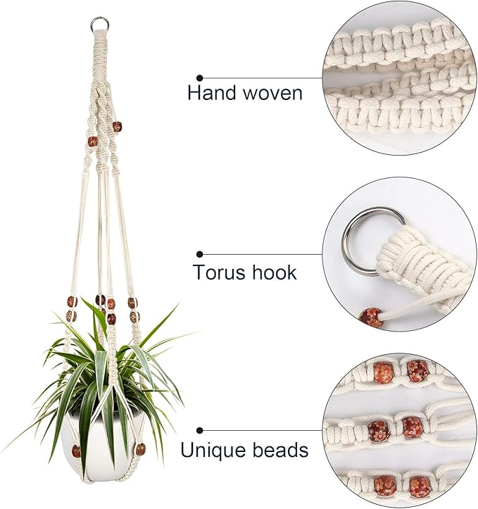 Augshy Macrame Plant Hanger, 2 Packs Plant Hangers, Hanging Planter - Image 3