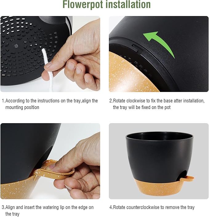 10 inch Self Watering Pots, 2 Pack Plastic Planters - Image 4