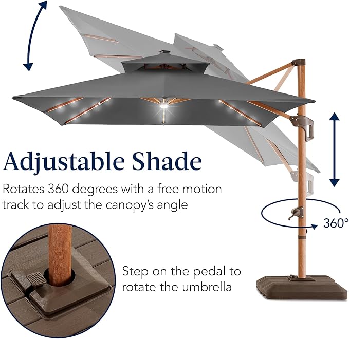Best Choice Products 10ft Square Cantilever Patio Umbrella w/Base Included - Image 8