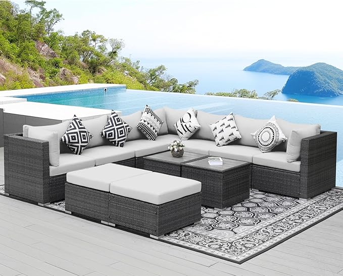 NICESOUL 11 Piece Modern Outdoor Furniture Sofa Set, 29.3'' High Back Comfy - Image 2