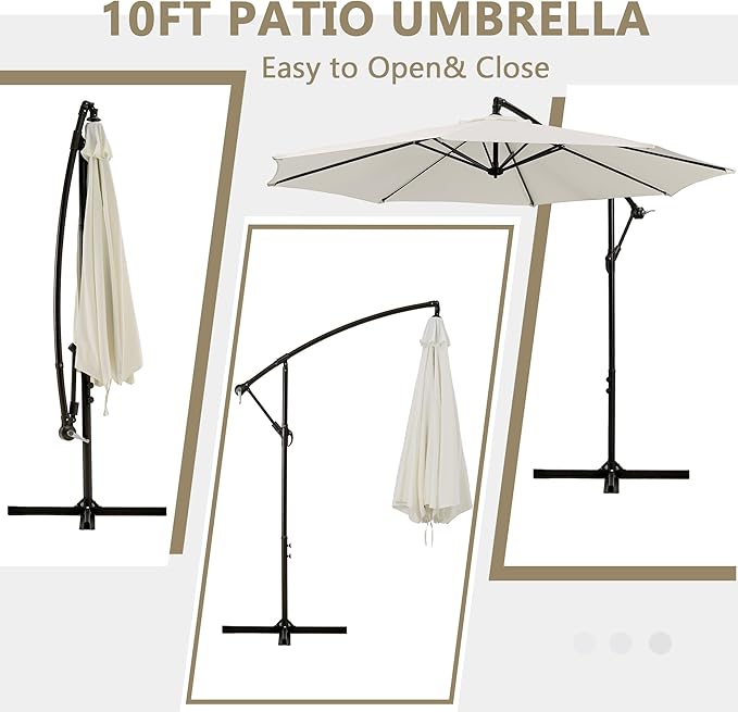 VECELO 10ft Offset Patio Umbrella, Cantilever Umbrella, Hanging Outdoor - Image 6