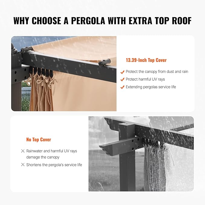 VEVOR 10'x13' Outdoor Retractable Pergola - Image 3
