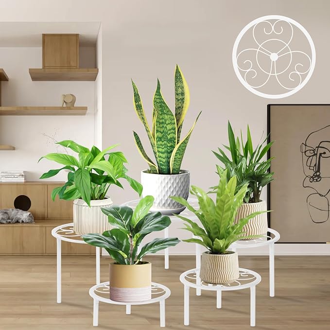 5-piece set of metal plant potted flower racks, heavy-duty flower pot plant by mekpiwu