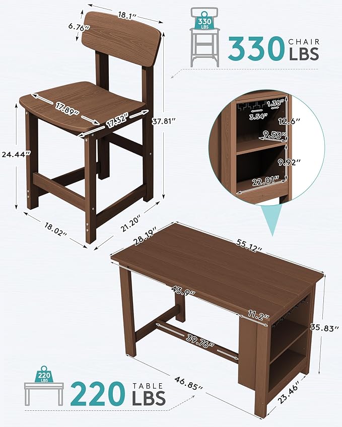 SERWALL 8-Piece HDPE Counter Height Dining Table Sets - Image 2
