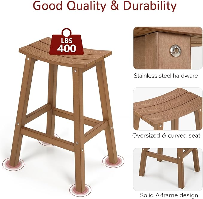 All-Weather Bar Stools Set of 2, Looks Like Real Wood, - Image 5