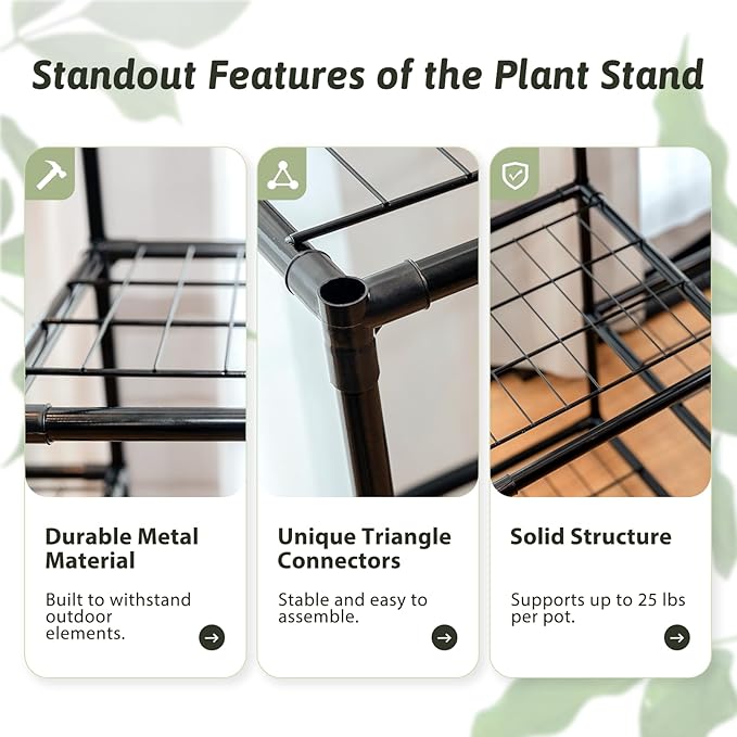 Metal Plant Stand Outdoor 62.2" Tall Plant Shelf - Image 2