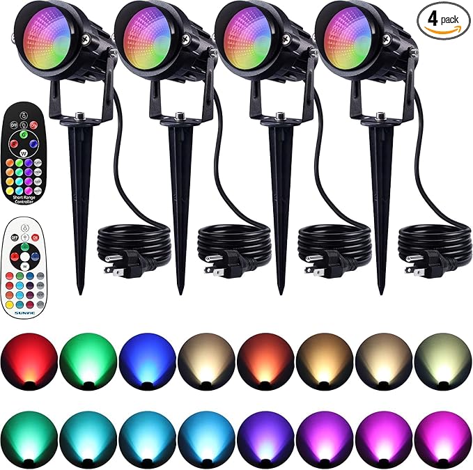 SUNVIE Spot Lights Outdoor 12W RGBW Color Changing Landscape Lights by SUNVIE