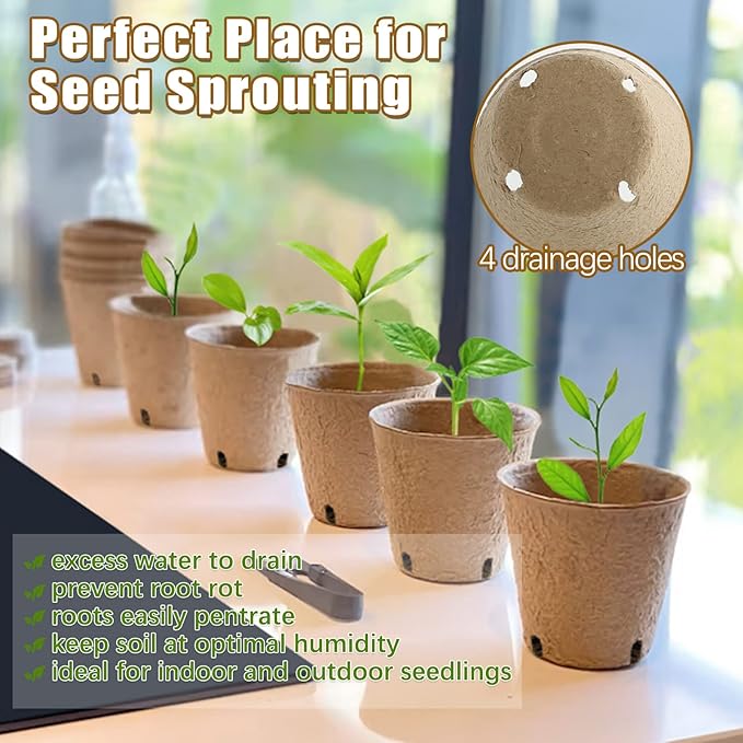 REMIAWY Peat Pots, 34 Pack 3.15 Inch Biodegradable Planting Peat Pots - Image 3