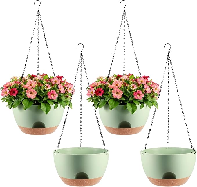 4-Piece Set of 8-Inch Hanging Planters by Unknown