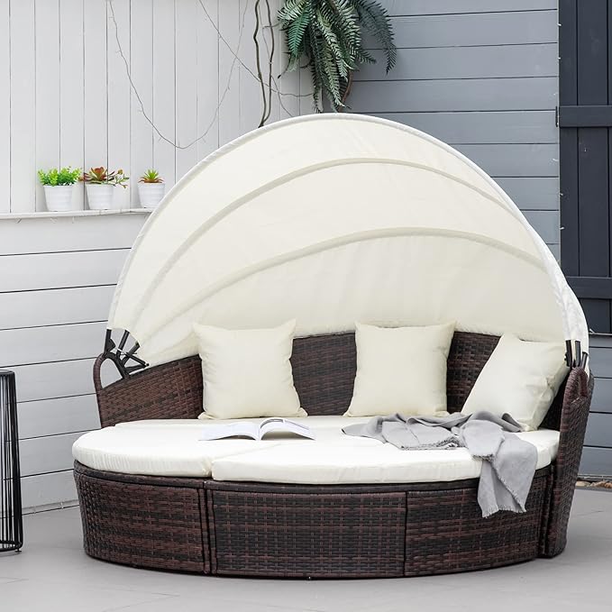 Outsunny 4-Piece Round Convertible Daybed - Image 2