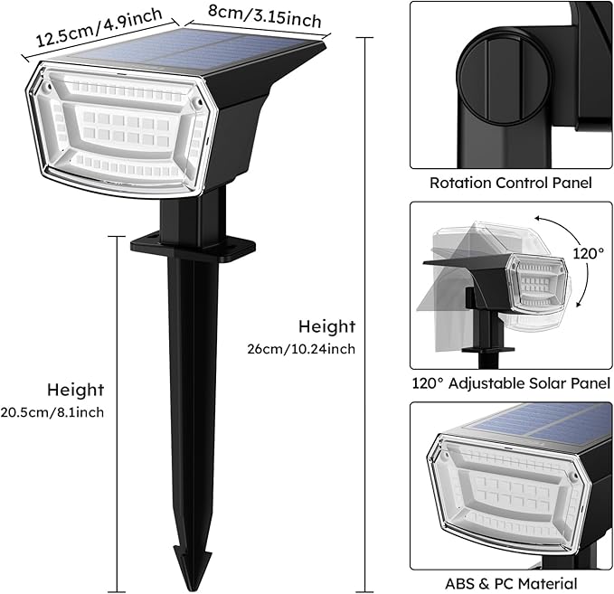 TECKNET Solar Color Changing Lights, 7 Lighting Modes Solar Spot Lights Outdoor - Image 9