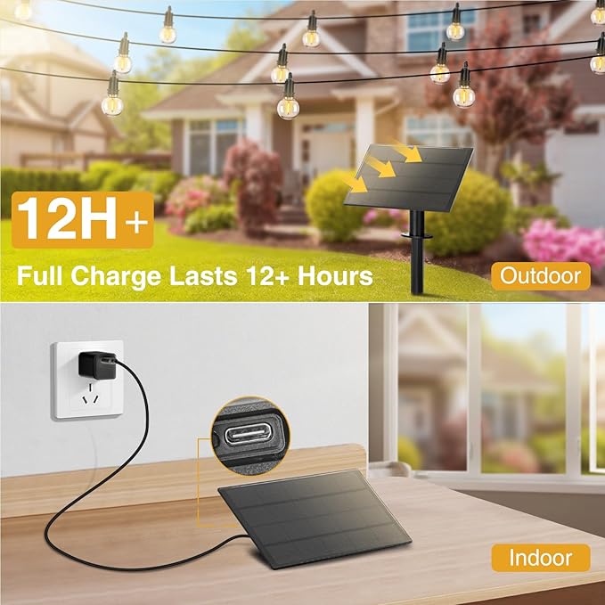 ZJOJO Solar Outdoor String Lights Waterproof, 50FT G40 Globe Patio Lights - Image 3