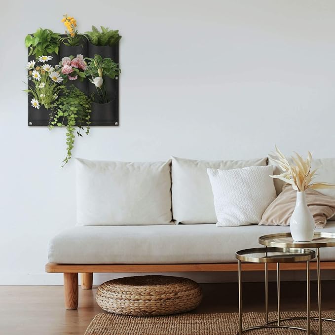 Hanging Planting Grow Bags, 9 Pockets Hanging Vertical Wall Planter Wall - Image 6