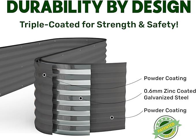 9-in-1 Galvanized Steel Raised Garden Bed // 8×2×1.5 ft Modular Planter - Image 5