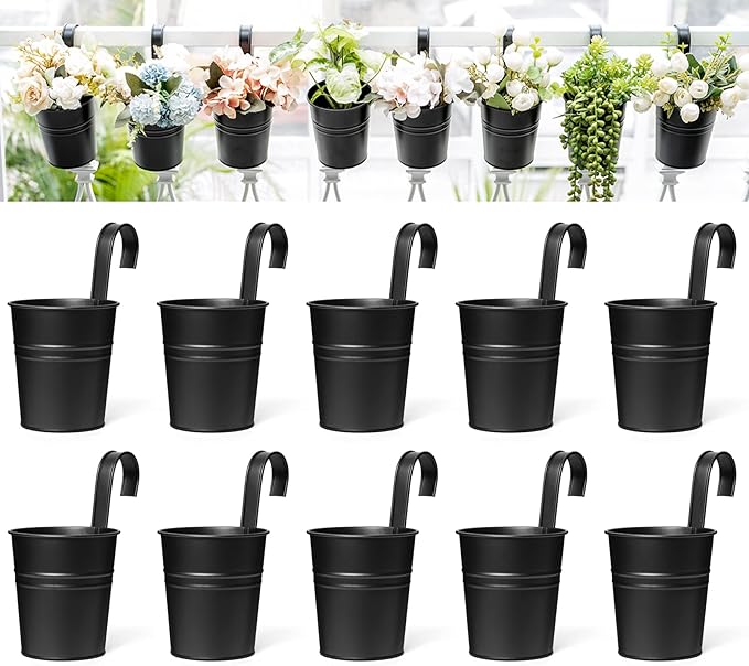 Dahey 10 Pcs Small Hanging Flower Pots Metal Iron Bucket Planter by Dahey