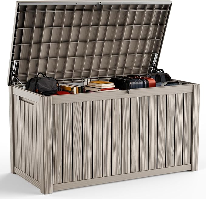 DRATO 200 Gallon Deck Box, Waterproof Resin Large Outdoor Storgae Box by DRATOprovidesawarmandcozy