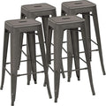 Devoko Metal Bar Stools 30" Indoor Outdoor Stackable Barstools Modern Style by DEVOKO