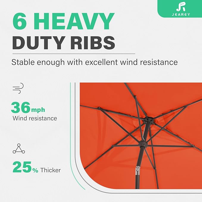 JEAREY 6.5x10 ft Rectangular Patio Umbrellas Rectangle Outdoor Umbrella - Image 9