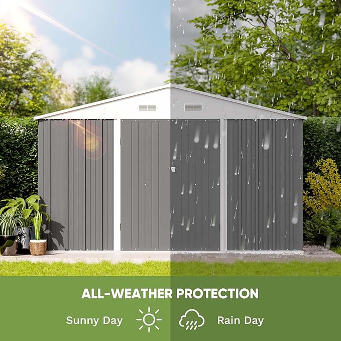 Patiowell 10 x 8 FT Outdoor Storage Shed, Large Garden Tool Metal Shed - Image 5